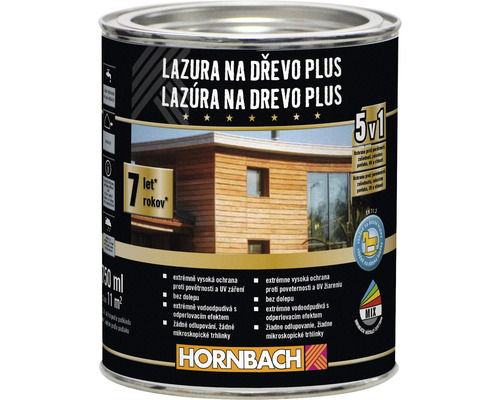 Lazúra na drevo Hornbach Plus 0,75 l dub Lazúra na drevo v kovovej vedre pre vonkajšie použitie s UV ochranou
