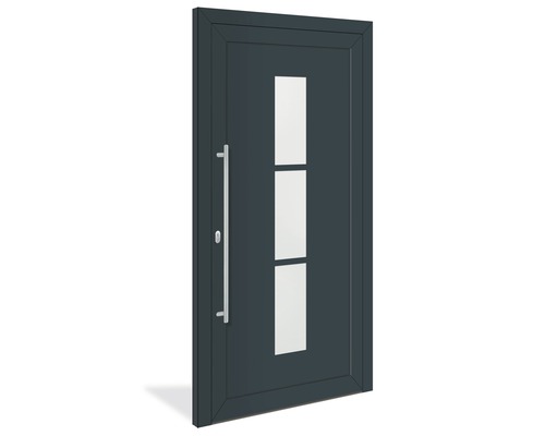 Vchodové dvere so sklenenou vložkou a nerezovou kľučkou