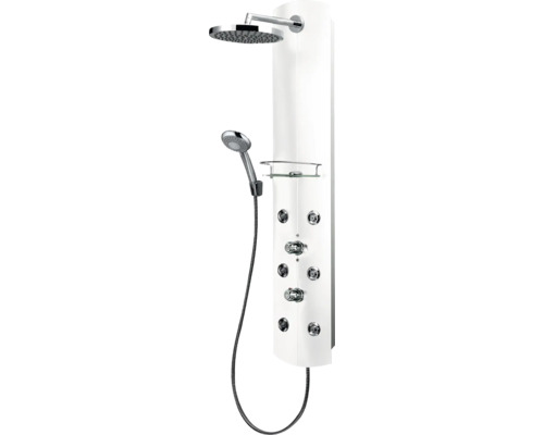 Sprchový panel s termostatom a hlavovou sprchou hliník biely (D9675 04)