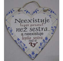 Ozdobná srdcová tabuľka s nápisom pre sestru