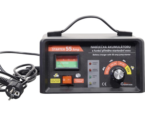 Nabíjačka autobatérií s 55 ampérovým štartovacím zdrojom