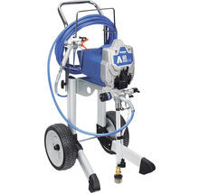 Striekacie zariadenie na farby na vozíku s kolesami a hadicou