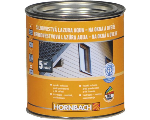 Lazúra na drevo Hornbach Aqua hrubovrstvá 0,375 l bezfarebná Lazúra na drevo na okná a dvere v plechovke