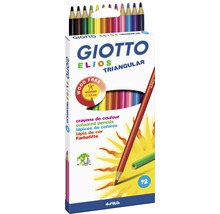 Giotto Elios Triangular farebné ceruzky, 12 kusov, bez dreva