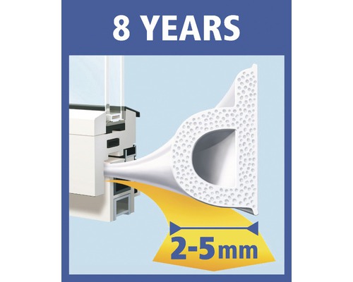 Tesnenie okna s životnosťou osem rokov a preklenutím medzery dva až päť milimetrov