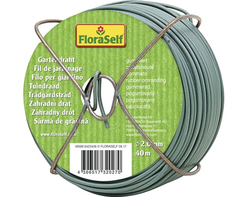 Záhradný drôt FloraSelf pogumovaný Ø 2 mm 40 m zelený-0