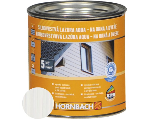 Lazúra na drevo Hornbach Aqua hrubovrstvá 0,75 l biela