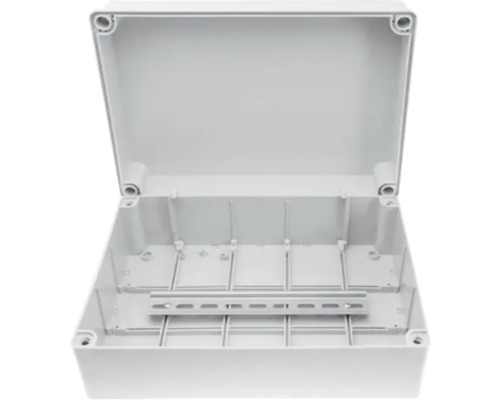 Otvorená rozvodná skriňa s montážnou lištou