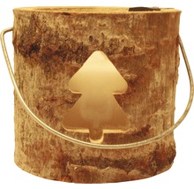 Dekoratívny prvok z kmeňa stromu s motívom vianočného stromčeka a držadlom