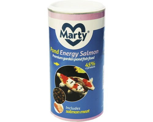 Krmivo pre jazierkové ryby Marty Pond Energy Salmon 1 l Marty Pond Energy Salmon Prémiové krmivo pre záhradné jazierkové ryby v dóze