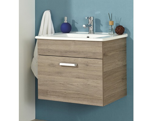 Umývadlo so skrinkou, batériou, dávkovačom mydla a uterákom