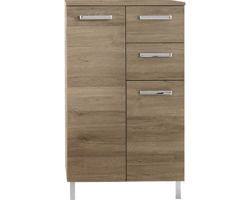 Skriňa Highboard Pelipal Quickset 313 dub sanremo 60 x 100,5 x 33 cm 313.016051 Kúpeľňová skrinka s jednými dvierkami a tromi zásuvkami vo vzhľade dreva