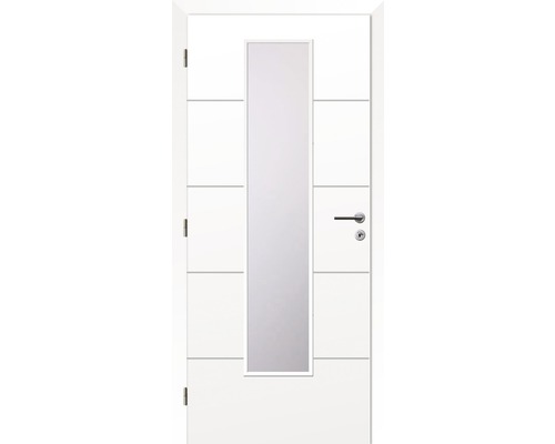 Interiérové dvere Solodoor Snow 8 presklené 90 Ľ biela (VÝROBA NA OBJEDNÁVKU) Biele interiérové dvere so sklenenou výplňou a vodorovnými ozdobnými líniami