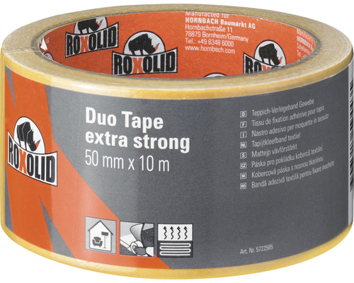 Kobercová páska ROXOLID extra strong 50 mm x 10 m Roxolid Duo Tape extra silná, 50 mm x 10 m, kobercová páska s nosnou tkaninou