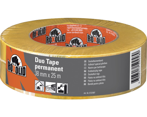 Obojstranná lepiaca páska ROXOLID 38 mm x 25 m na soklové lišty Roxolid Duo Tape permanentná, 38 milimetrov krát 25 metrov