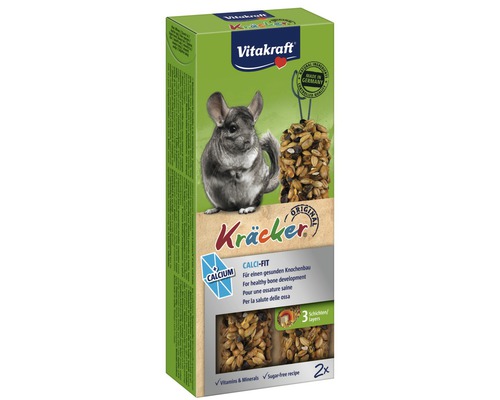 Maškrty pre činčily Vitakraft Kräcker s vápnikom 2 ks 108 g Vitakraft Kräcker Calci-Fit pre činčily, 2 kusy