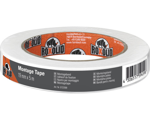 Obojstranná montážna páska ROXOLID 5m x 19mm biela