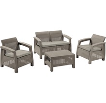 Záhradný nábytok set s dvoma kreslami, pohovkou a stolom