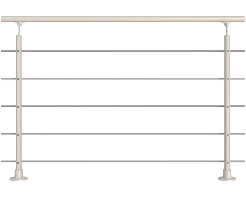 Komplet zábradlia Pertura hliník biely s piatimi tyčami z nehrdzavejúcej ocele na montáž k podlahe š: 1,50 m
