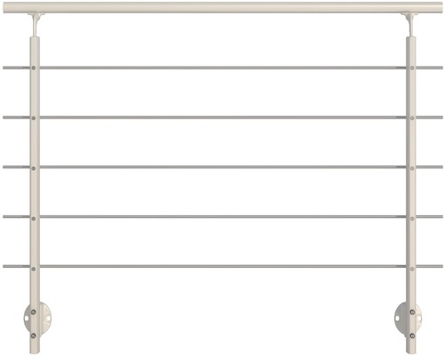 Komplet zábradlia Pertura hliník biely s piatimi tyčami z nehrdzavejúcej ocele na bočnú montáž š: 1,50 m