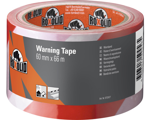 Výstražná lepiaca páska Roxolid červeno-biela 6 cm x 66 m Výstražná páska Roxolid 60 mm x 66 m