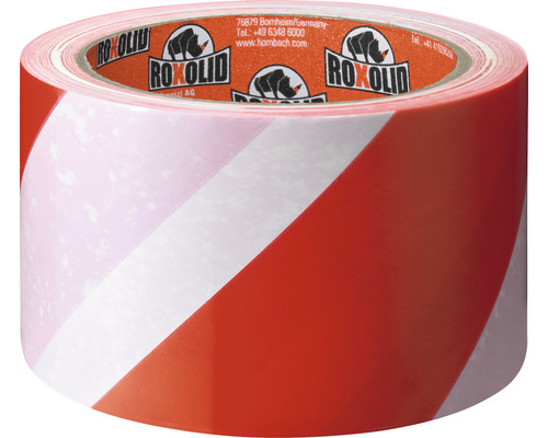 Výstražná lepiaca páska s červenými a bielymi pruhmi