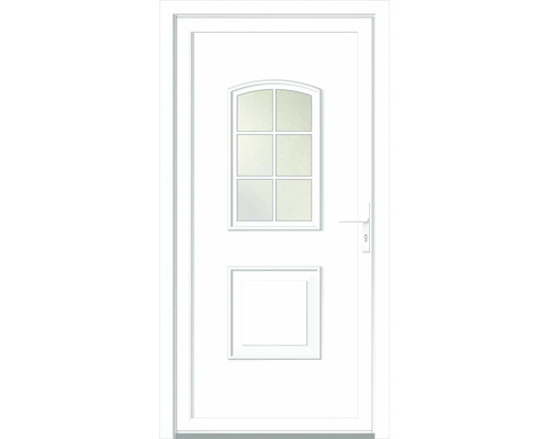 Biele vchodové dvere so sklenenou výplňou