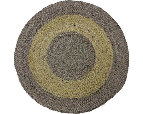 Okrúhly jutový koberec s koncentrickým vzorom