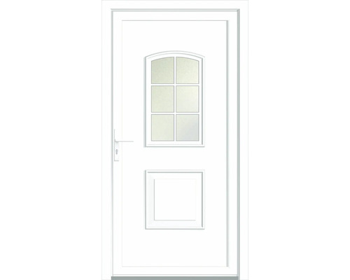 Biele vchodové dvere so sklenenou výplňou