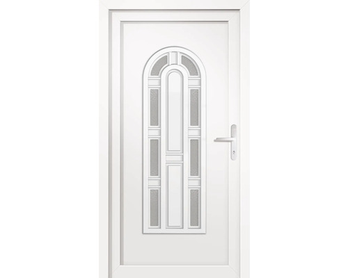 Biele vchodové dvere so sklenenou výplňou