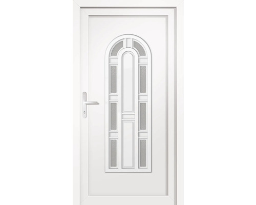 Biele vchodové dvere so sklenenou výplňou
