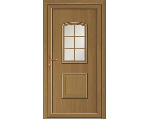 Drevené dvere so sklenenou výplňou a kľučkou