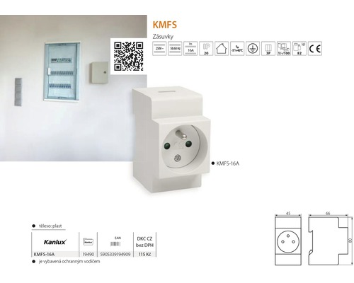 Zásuvka KMFS na montáž na stenu
