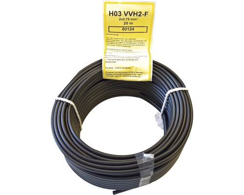 Silový kábel H03 VVH2-F 2x0,75 mm² 20 m čierna-0