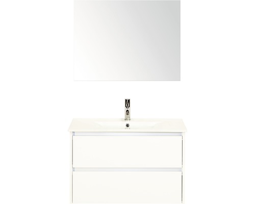 Kúpeľňový nábytkový set Dante 80 cm s keramickým umývadlom a zrkadlom biela vysoko lesklá