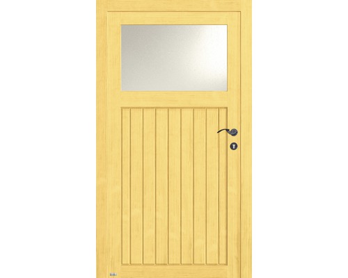 Drevené dvere so sklenenou výplňou a kľučkou