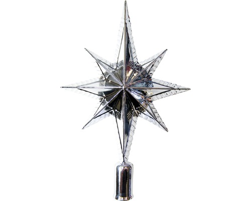 Špic na stromček plastový 25 cm strieborný Špička vianočného stromčeka v tvare hviezdy