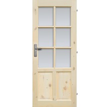 Drevené dvere so sklenenou vložkou a kľučkou