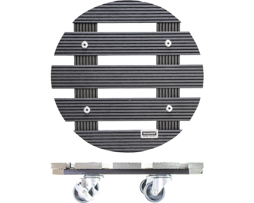 Okrúhly vozík na kvetináče z dreva s kolieskami