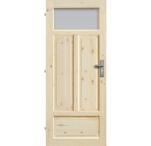 Drevené dvere so sklenenou vložkou a kľučkou