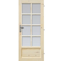 Drevené dvere so sklenenými výplňami a kľučkou