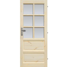 Drevené dvere s presklenými vložkami a kľučkou