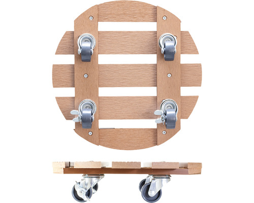 Podstavec na kvetináč z dreva so štyrmi kolieskami