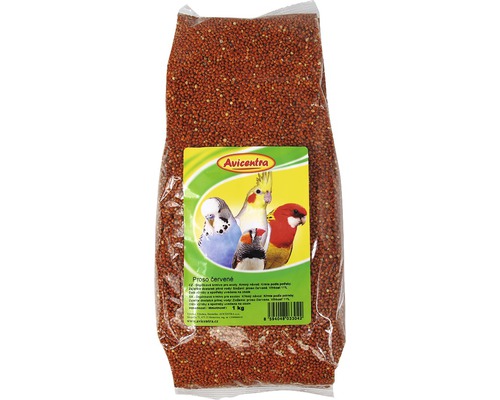 Krmivo pre exotické vtáctvo Avicentra Proso červené 1 kg Balenie červeného prosa pre vtáky