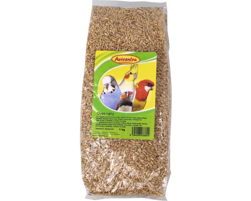 Krmivo pre exotické vtáctvo Avicentra Ovos lúpaný 1 kg Balenie krmiva pre vtáky s nahým ovsom