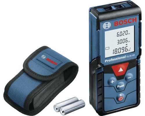 Laserový diaľkomer Bosch Professional GLM 40 vrátane 2 x batérií (AAA) a sady príslušenstva
