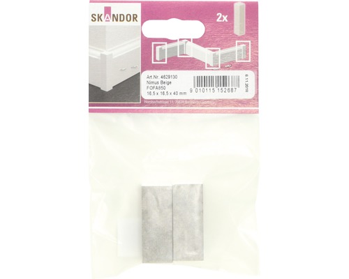 Rohové diely soklovej lišty Skandor Nimus, béžové, 16,5x16,5x40 mm, 2 kusy