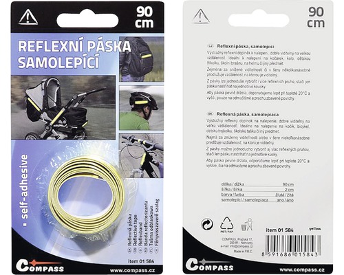 Samolepiaca žltá reflexná páska, dĺžka 90 cm, pre zvýšenie viditeľnosti