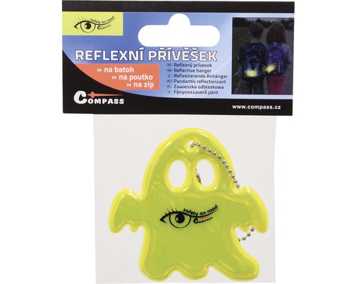 Žltý reflexný prívesok v tvare ducha s guľôčkovou retiazkou