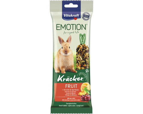 Maškrty pre králiky Vitakraft Emotion Kräcker Fruit 2 ks Vitakraft Emotion Kräcker Fruit pre zakrslých králikov, 2 kusy